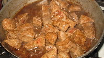 блины с куриной печенкой, грушей и горчицей