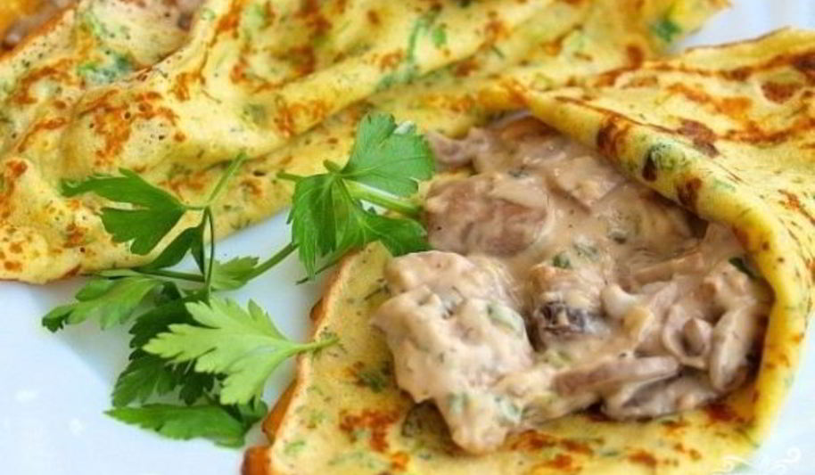 Рецепт блинов с опятами