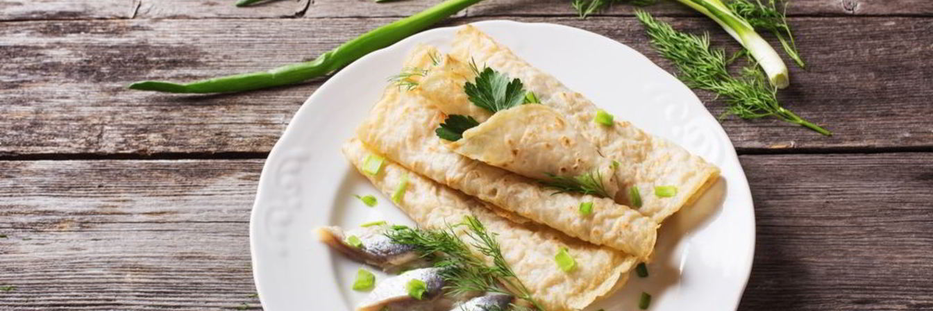 Блины с селедкой