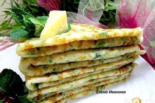 Сырные блины с зеленью