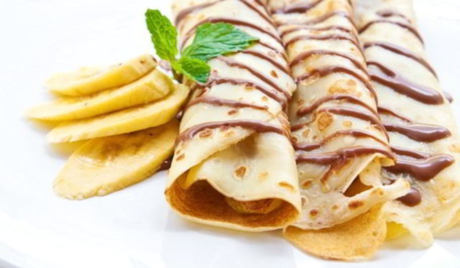 Рецепт тонких блинчиков с банановой начинкой