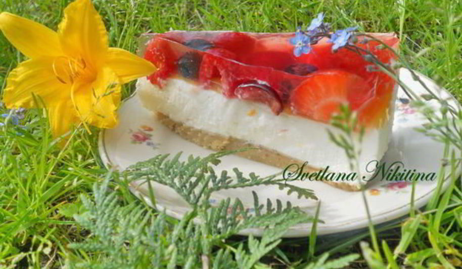 Рецепт чизкейка с фруктами и желе