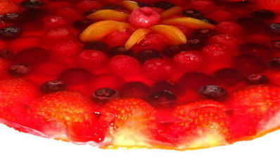 чизкейк с фруктами и желе