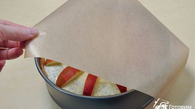 чизкейк с яблоками и маком