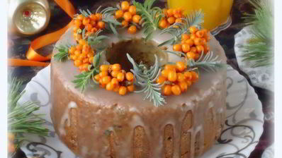 праздничный тыквенно-облепиховый кекс