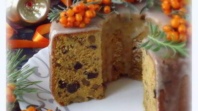 праздничный тыквенно-облепиховый кекс