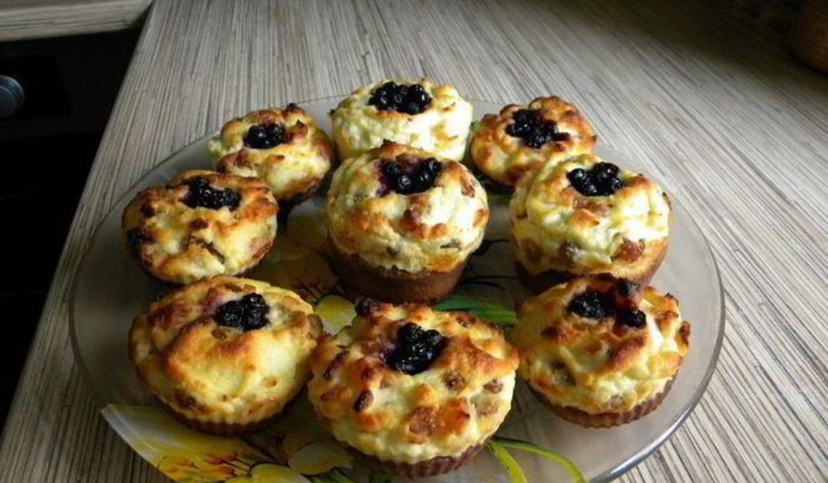 Рецепт творожно-бисквитных кексы с изюмом