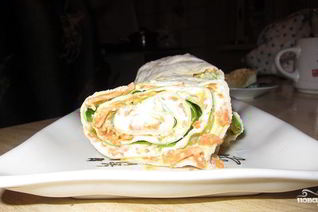 Лаваш с корейской морковкой и сыром