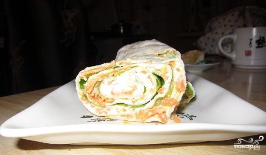 Рецепт лаваша с корейской морковкой и сыром