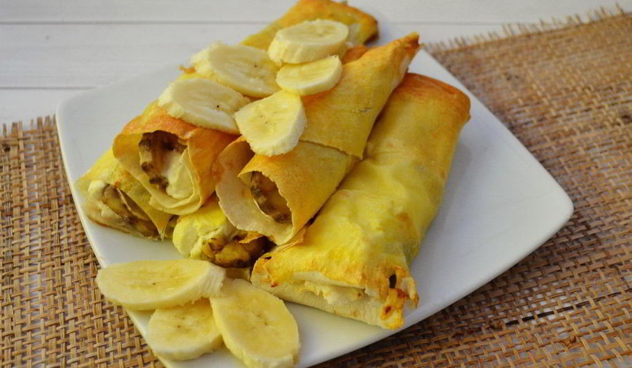 Рецепт трубочек из лаваша с творогом и бананом