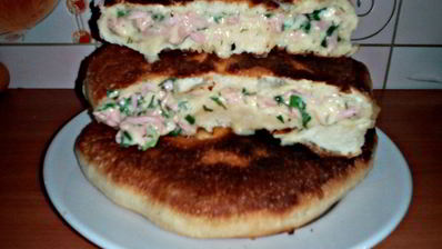 лепешки на кефире с начинкой