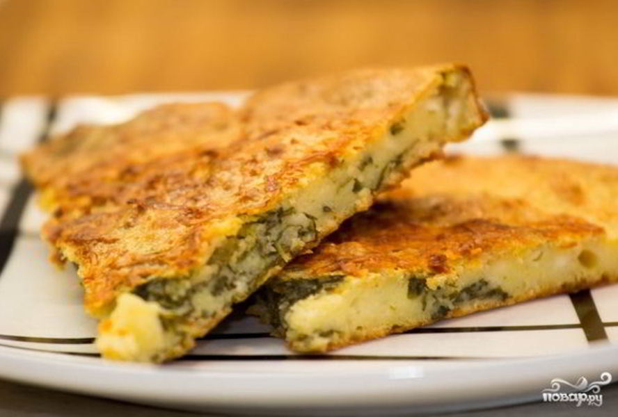 Творожная лепешка с полентой