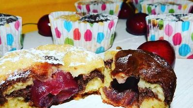 маффины дуэт с черешней