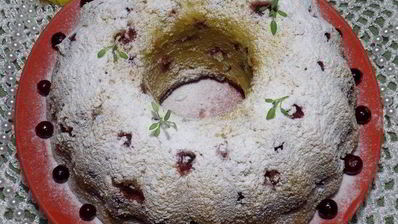 творожный манник с клюквой