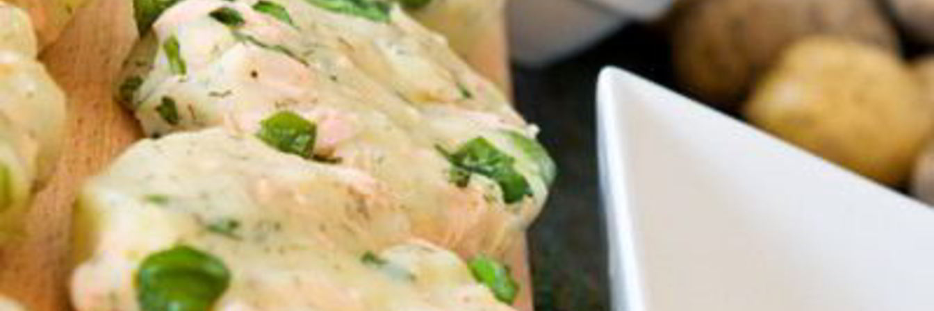 Картофельные оладьи с семгой