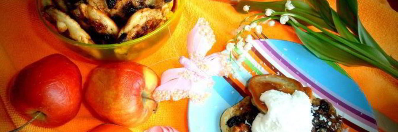 Оладушки с карамельно-фруктовым припеком