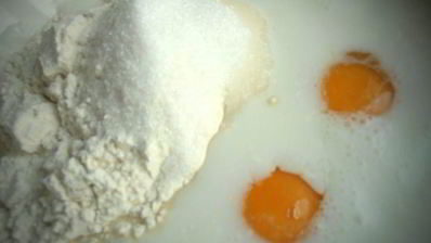 оладушки с карамельно-фруктовым припеком