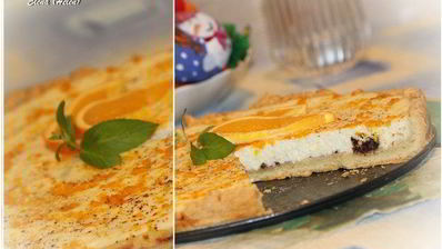 апельсиново-коричный творожный пирог с горьким шоколадом