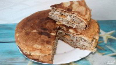 блинный пирог с мясом