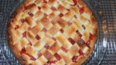 клубнично-ревеневый пирог