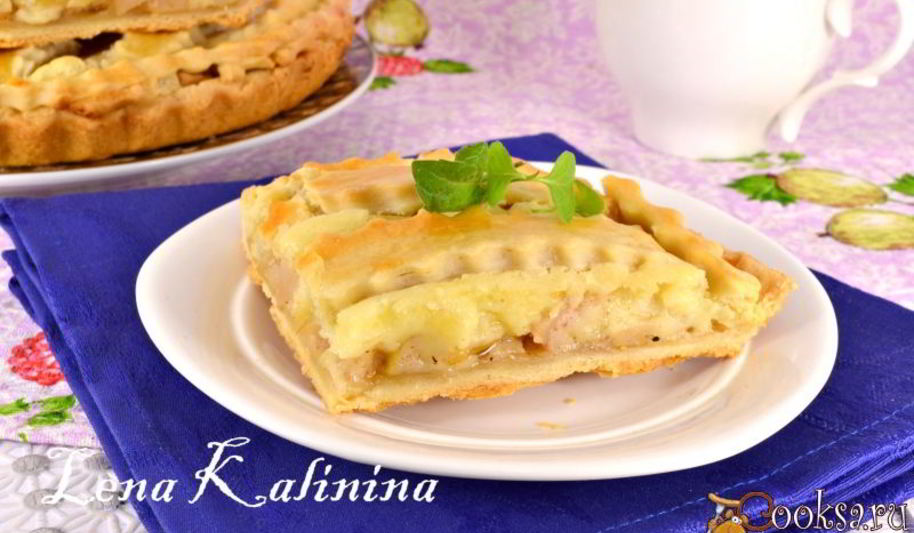 Рецепт песочного пирога с яблоками и заварным сметанным кремом