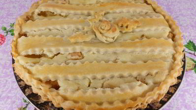 песочный пирог с яблоками и заварным сметанным кремом