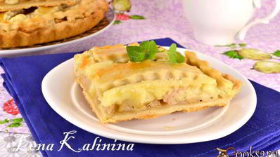 песочный пирог с яблоками и заварным сметанным кремом