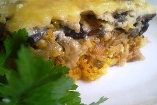 Пирог наливной с грибами и капустой