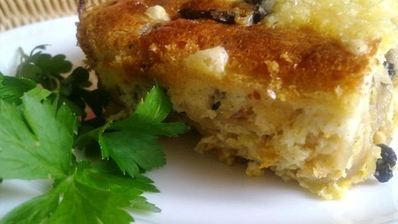 пирог наливной с грибами и капустой