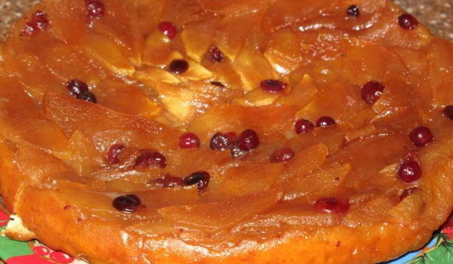 Рецепт пирога татен песочный яблоки с клюквой