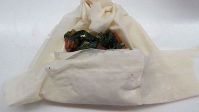 пирожки плиссе с курицей и шпинатом из теста фило