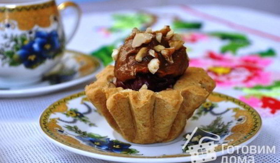 Рецепт пирожного корзиночка со сгущеным молоком