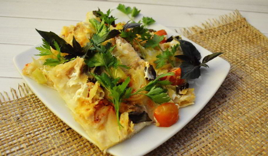 Рецепт диетической пиццы на лаваше