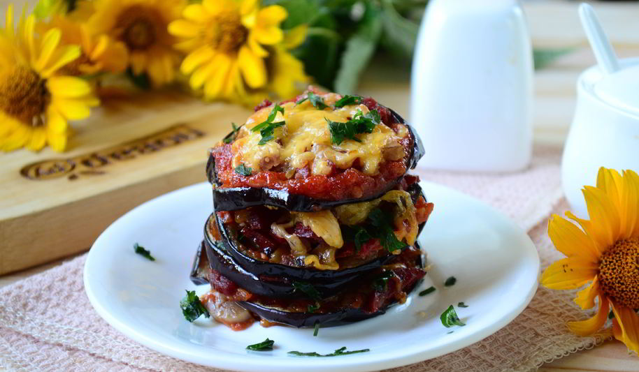 Рецепт мини-пиццы на баклажанах