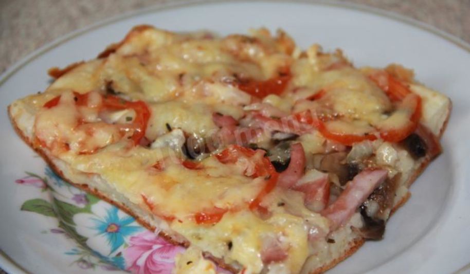 Рецепт пиццы на жидком тесте на кефире без дрожжей