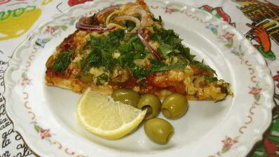 пицца с маринованным мясом