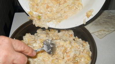 шарлотка с рисом и яблоками