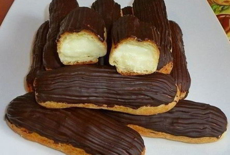 Эклеры с кремом в глазури