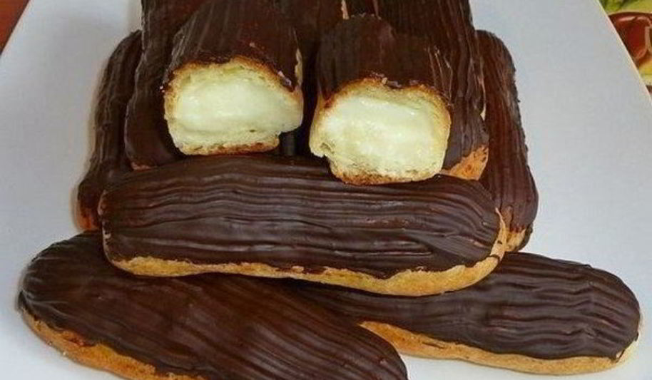 Рецепт эклеров с кремом в глазури