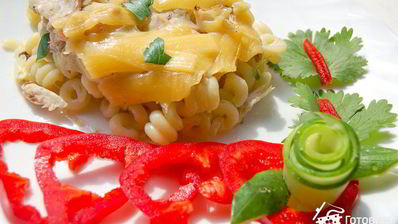 запеканка из макарон с курицей