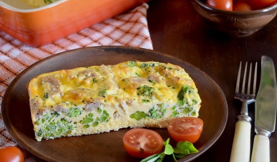 Рецепт запеканки с брокколи и отварным мясом