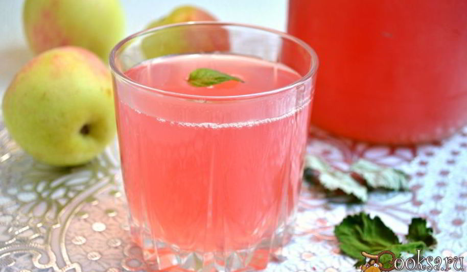 Рецепт компота из слив и яблок с листьями малины