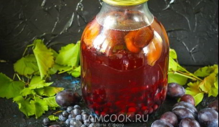 Рецепт компота из винограда и слив на зиму