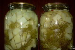 Патиссоны, консервированные кусочками