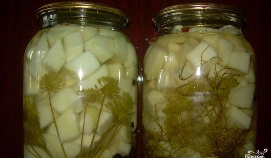 Рецепт патиссонов, консервированных кусочками