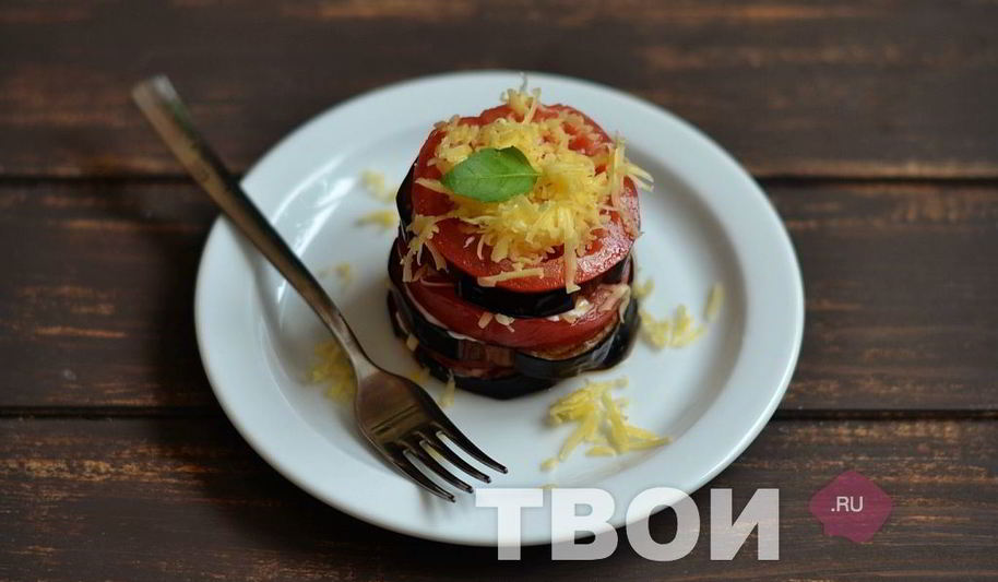 Рецепт башенки из баклажан и помидоров