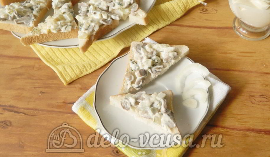 Рецепт бутербродов с шампиньонами и сыром