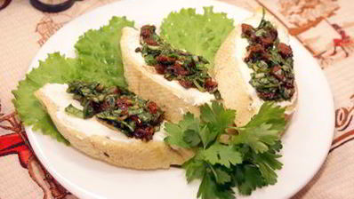 бутерброды с зеленью и творожным сыром