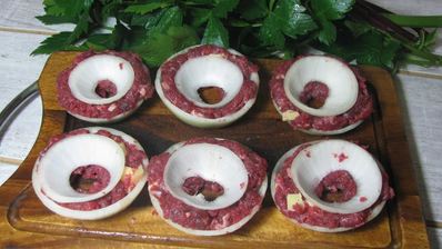 луковые кольца с фаршем фаршманже