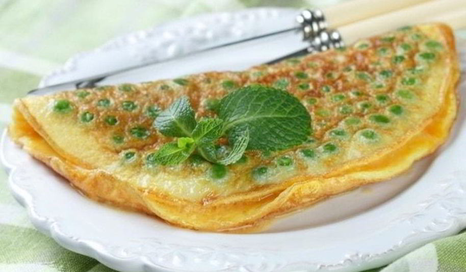 Рецепт омлета с мятой и зеленым горошком